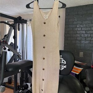 Sleeveless Cream Button-Down Dress